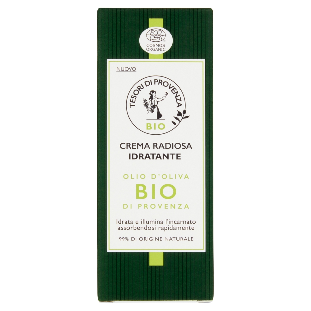 Tesori di Provenza Crema Viso Idratante Giorno, con Olio d'Oliva Bio, Ricco in Polifenoli, 50 ml
